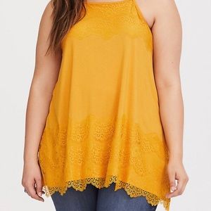 Soft Yellow Lace Trim Tank